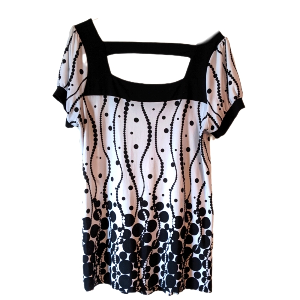 3 for $10 Sale ING Black and White Women's Blouse 1X - Picture 2 of 3